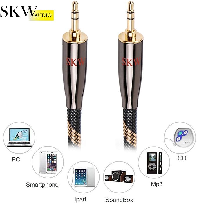 SKW Audiophiles High Gauge AUX Cable 3.5mm Male to Male Jack Cable - Image 5