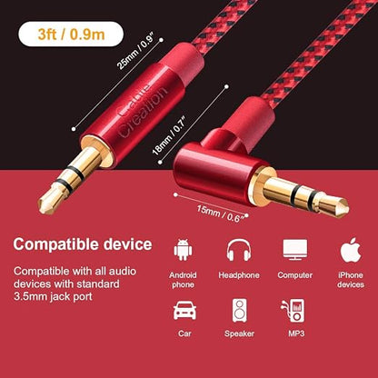 CableCreation Audio Cable, 3FT 3.5mm Right Angle Male to Male Auxiliary Jack - Image 7