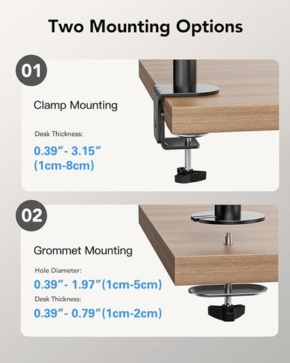 HUANUO Dual Monitor Desk Mount, Heavy-Duty Steel Adjustable Arm - Image 8