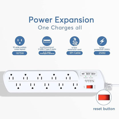 Long Power Strip, Heavy Duty Extension Cord - Image 4