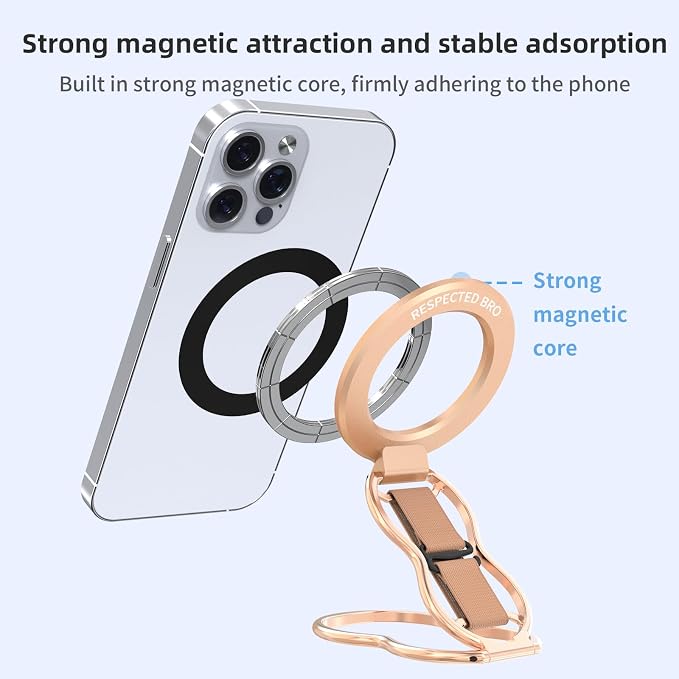 RESPECTED-BRO-Magnetic-Phone-Grip-Stand-with-Finger-Strap, 4-in-1 Magnetic Ring - Image 4
