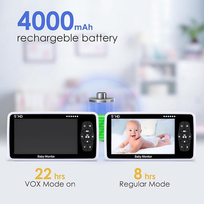 Baby Monitor with Camera and Audio, 4000mAh Long Battery Life, Pan-Tilt-Zoom - Image 7