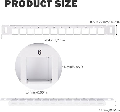 GeeekPi 10 inch 0.5U 12 Port Blank Keystone Patch Panel - Image 5