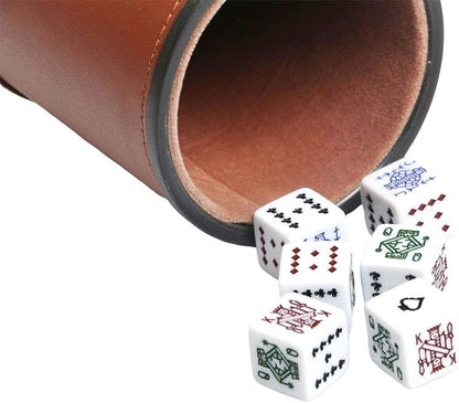 Leatherette Dice Cup with Poker Dice, Felt Lining Quiet Shaker - Image 5