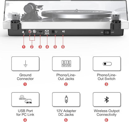 Record Player Turntables with Wireless Output Connectivity Vinyls Players - Image 8