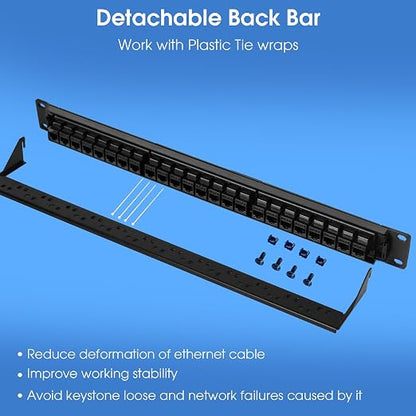24 Port Keystone Patch Panel, 1U 19-inch RJ45 Network Patch Panel - Image 3