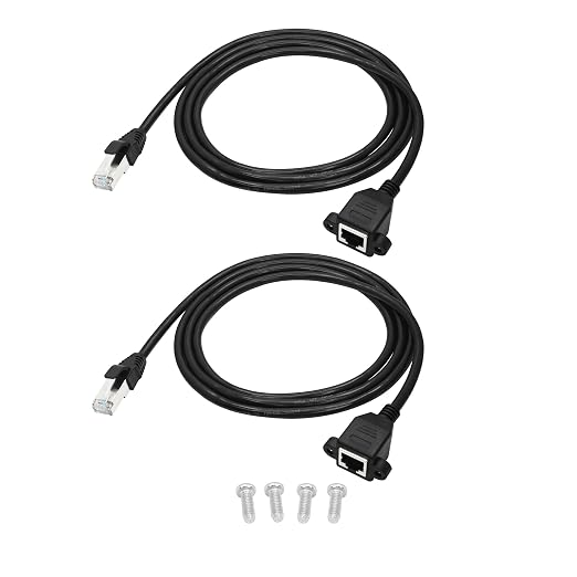 2Pcs Cat6 Ethernet Extension Cable 3FT, RJ45 Male to Female Ethernet Panel Mount by Aurorapath