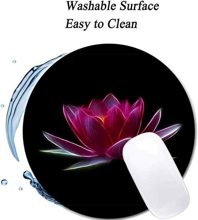 Lotus Flower Water Plant Mouse Pad Round Non-Slip Rubber Mousepad Laptop Office - Image 3