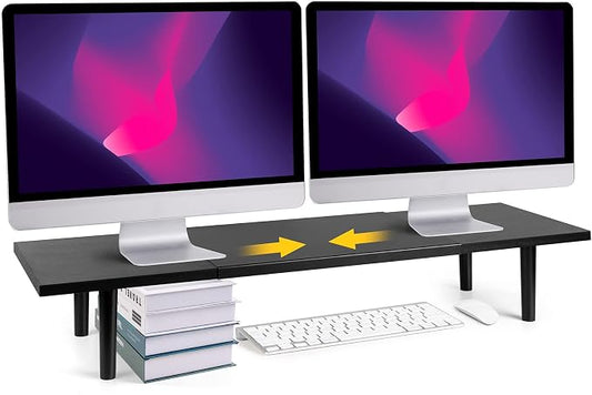 Dual-Monitor-Stand-Riser-For-Desk Adjustable Length 32-40 Inch，Large Desktop by Acorss-Star