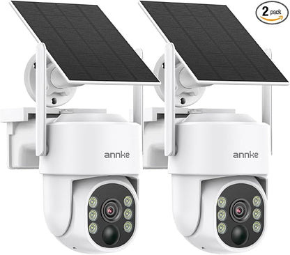 ANNKE 2.5K Solar Security Cameras Wireless Outdoor, 2 Pack 360° View Pan/Tilt by ANNKE
