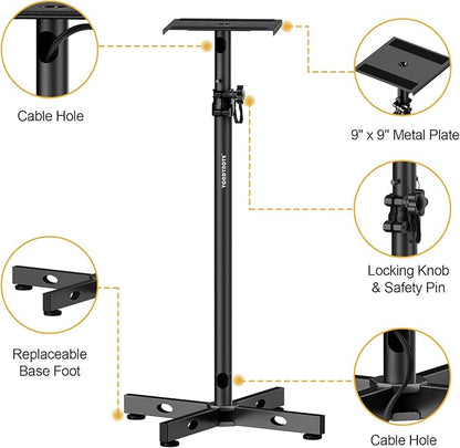 Set of 2 Studio Monitor Stands Adjustable Height Speaker Stands - Image 2