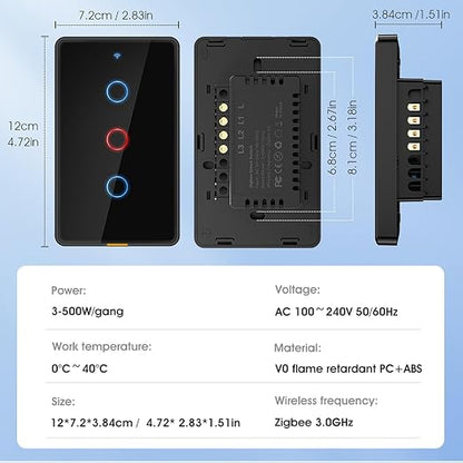 Zigbee Smart Touch Wall Light Switch, Requires ZigBee Hub, No Neutral Wire - Image 6