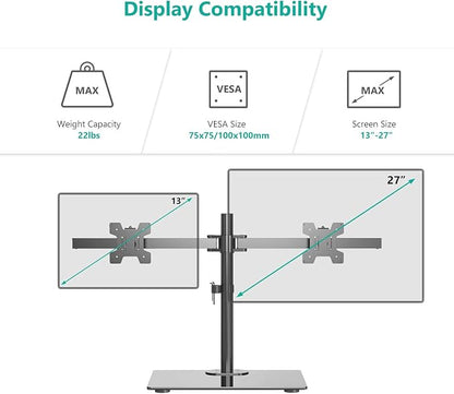 WALI Free Standing Dual Monitor Stand, Height Adjustable Monitor Mount - Image 2