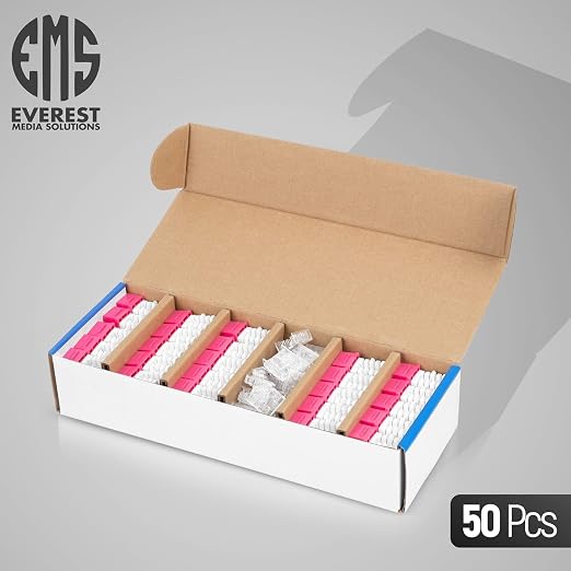 Everest 90° Angled RJ45 Cat6A Keystone Jacks 50-Pack in Pink - Image 2