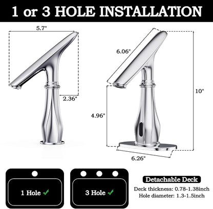 Touchless Bathroom Faucet, Automatic Motion Sensor Chrome Faucet - Image 8