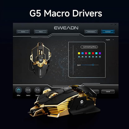 EWEADN G5 Wired Gaming Mouse, Ergonomic RGB Computer Mouse, 12800 Adjustable DPI - Image 3