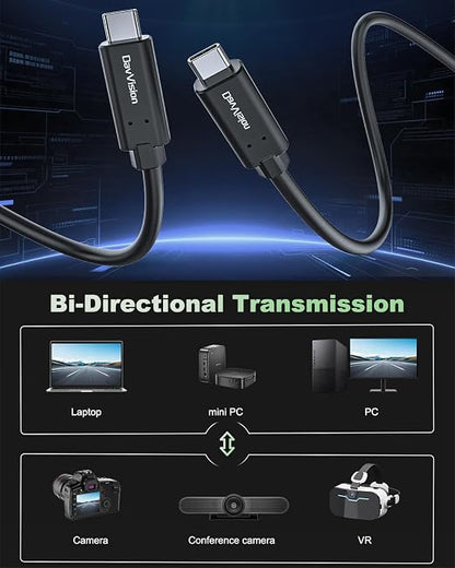 USB C Fiber Optic Cable 16.4FT Bidirectional Transmission, 10Gbps&PD 60W USB - Image 3