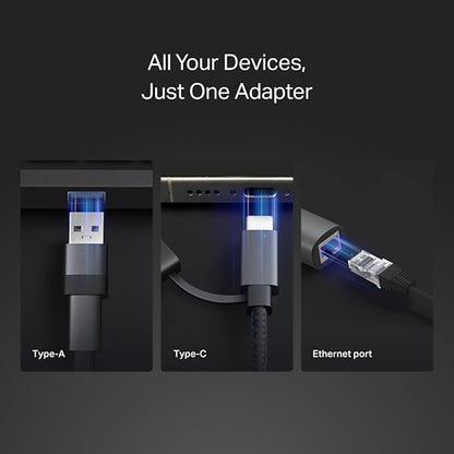 TP-Link 2-in-1 USB 3.0 & USB C to Ethernet Adapter, RJ45 Gigabit LAN, Plug & - Image 3