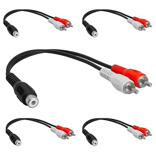 Cmple - 2 RCA Male to 1 RCA Female Stereo Audio Y-Cable, 2 Plugs to 1 Jack by Cmple