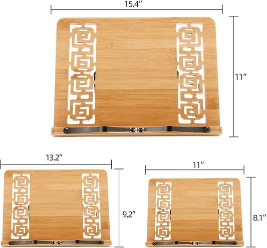 wishacc Large Size Bamboo Book Stand and Cookbook Holders - Image 2
