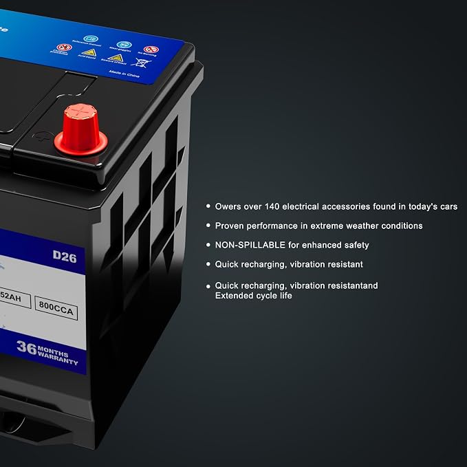 XINGCELL Kim Kirin12.8V 52Ah LiFePO4 Car Battery Group 24/D26 – Lithium Iron - Image 3