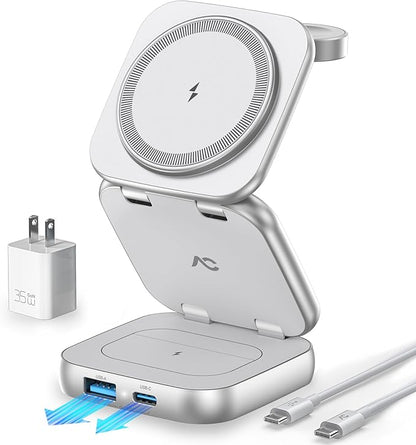 5-in-1 Wireless Charger for MagSafe, AC ISLAND Portable Travel Charging Station by ACISLANDDirect