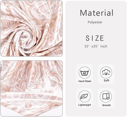 4Pcs Silk Head Scarves for Women Satin Hair Scarf 35”Large Square Bandana Silk - Image 4