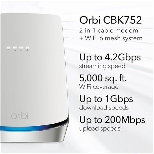 NETGEAR Orbi Cable Modem Router Combo Mesh System DOCSIS 3.1 – AX4200 WiFi 6 – - Image 2
