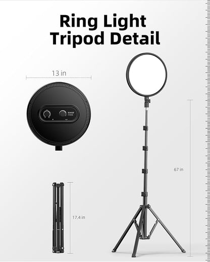 Weilisi Ring Light with 72" Tripod Stand and Phone Holder, 6500K Full-Screen - Image 8