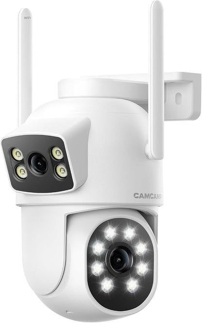Dual Lens Security Cameras Wireless Outdoor, 2K Full HD Video, 360° View by CAMCAMPSECURITY