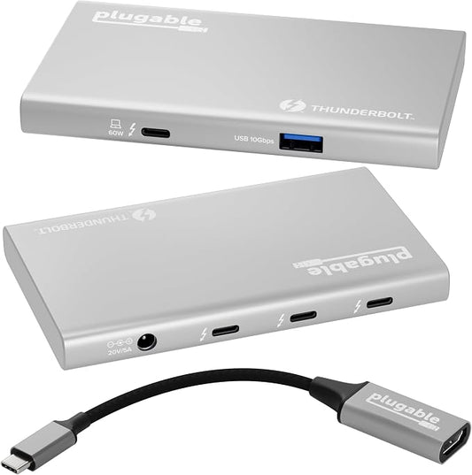 Plugable 5-in-1 Thunderbolt 4 Hub, Single 8K or Dual 4K Display, 4K HDMI by Plugable