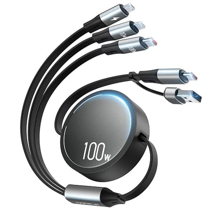 CAFELE 100W Retractable USB C Cable, 6-in-1 Multi Charging Cable, USB A/C 5A by CAFELE