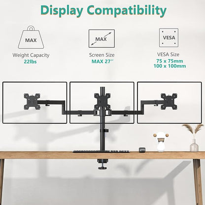 WALI Triple Monitor Mount, 3 Monitor Desk Mount - Image 3