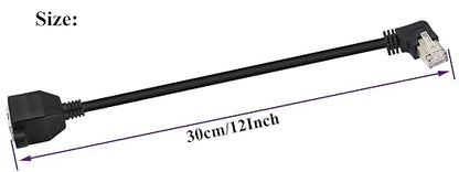 90 Degree Cat 6 Ethernet Cable Right Bend Angle RJ45 Male to Female Shielded - Image 2
