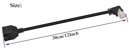 90 Degree Cat 6 Ethernet Cable Right Bend Angle RJ45 Male to Female Shielded - Image 2