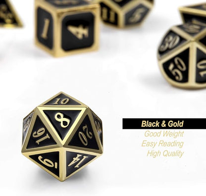 DNDND Metal Dice Set D&D, 7 die Metallic Polyhedral Dice Set - Image 4