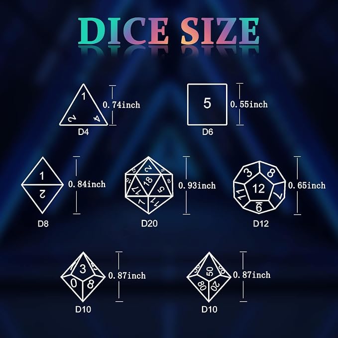D&D Dice, DND Dice Set for Dungeons and Dragons, D20 Metal Dice for Gaming Dice - Image 6