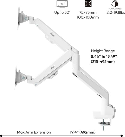 Pixio PS1D Wave White Dual Monitor Arm Stand Desk Mount - Image 4