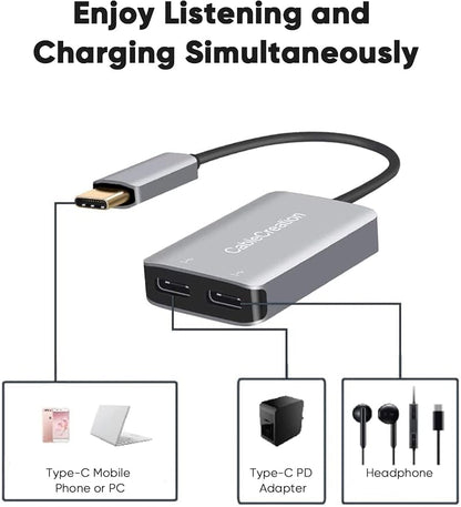 CableCreation USB Type C Splitter, 2-in-1 USB C Audio Adapter and PD Fast - Image 5