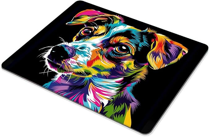 Square Mouse Pad Colorful Dog Portrait-5, Gaming Mouse Pads - Image 5