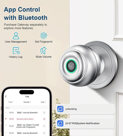 KLLOQUE Fingerprint Door Lock, Smart Fingerprint Door Knob - Image 6