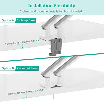 WALI Dual Monitor Stand White Monitor Arms - Image 6