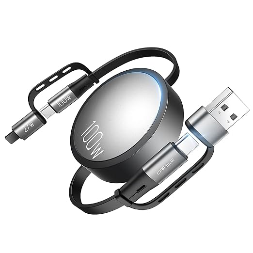 CAFELE 5-in-1 Retractable USB C Cable, 100W Multi Charging Cable USB C/A to by CAFELE