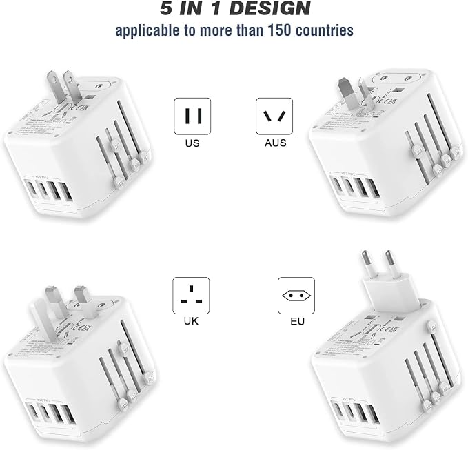 Universal International Power Travel Plug Adapter, 5 in 1 European Travel Plug - Image 5