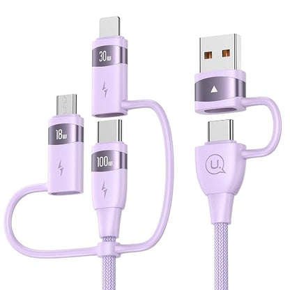 100W USB C Multi Charging Cable, USAMS 6.6FT 5-in-1 5A Fast Sync Charger by USAMS