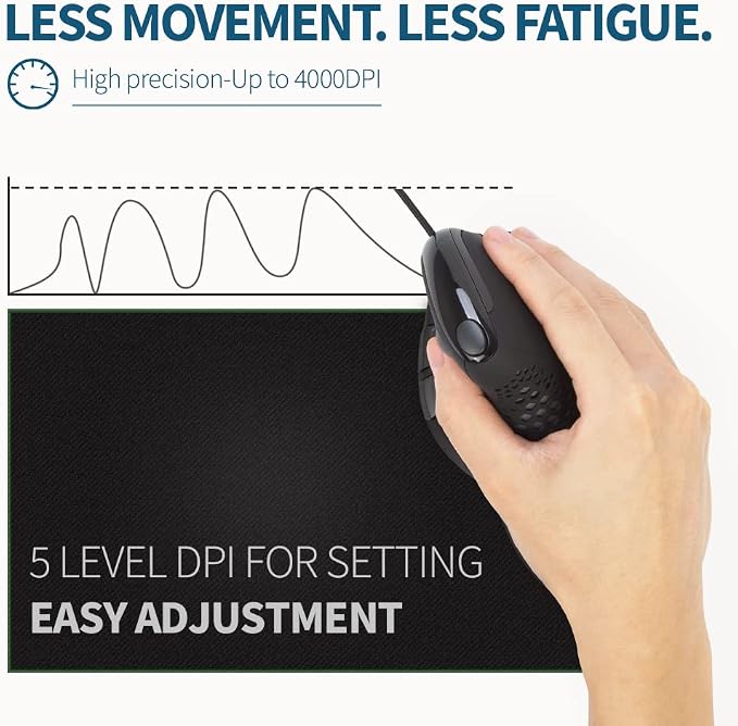 DeLUX Seeker Wired Ergonomic Vertical Mouse - Image 4