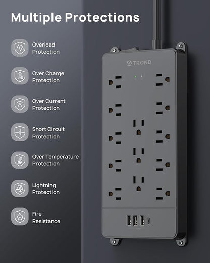 TROND Surge Protector Power Strip 15 ft Cord - Image 7