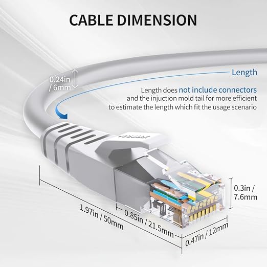 Cat 6 Ethernet Cable 15 ft Network RJ45 Unshielded Cat6 Patch Cable Internet - Image 7