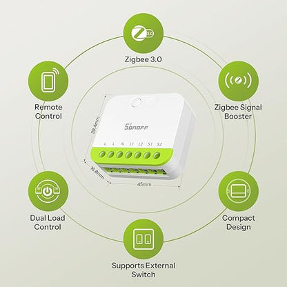 SONOFF MINI Duo 2-Channel Zigbee Smart Switch, Zigbee 3.0, 16A Total Load - Image 3