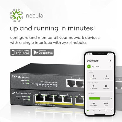Zyxel 8 Port PoE Switch | Smart Managed | Gigabit Network Ethernet Switch | 8X - Image 4